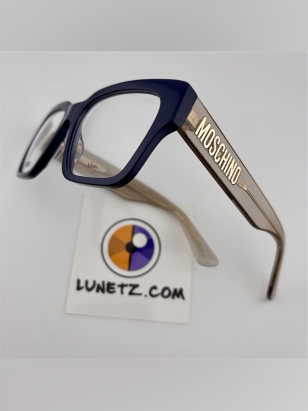 Moschino Navy and Gold Logo Designer Eyeglasses